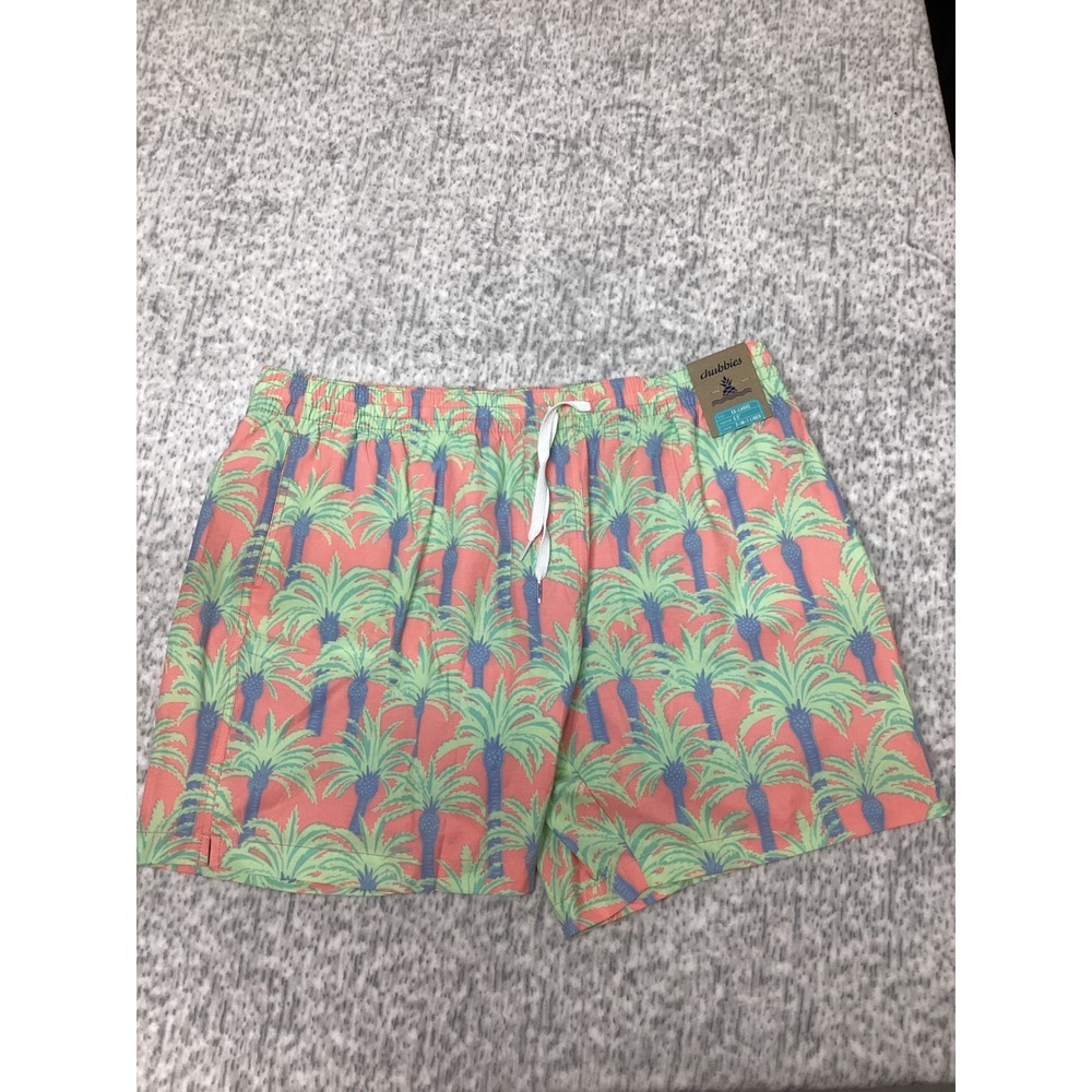 Chubbies The Easy Breezys Mens XXL 5.5" Swim Trunks Pink Palm Tree 2-in-1 Liner